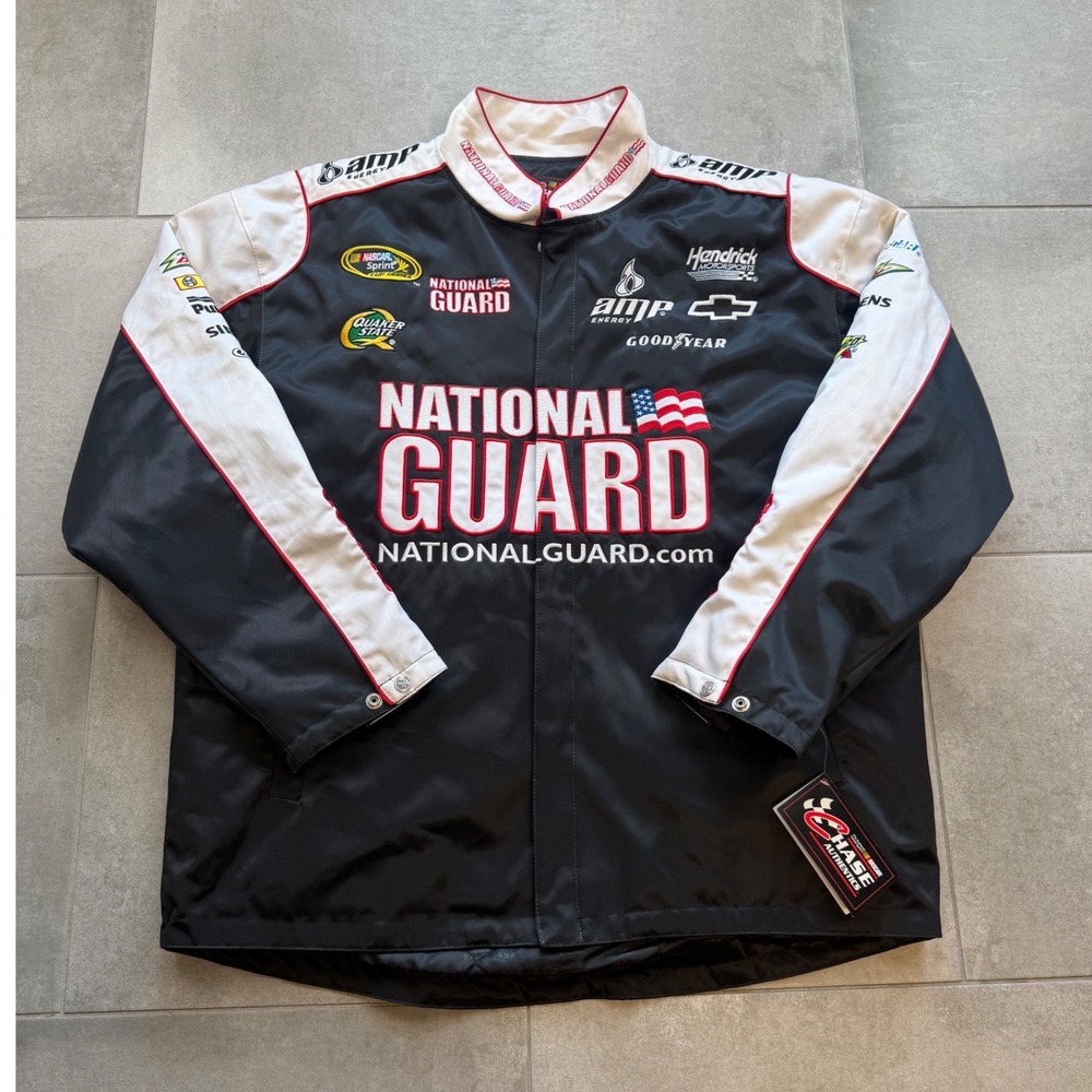 NWT Chase Authentics Dale Earnhardt Jr National Guard Racing Jacket Men XL FLAWS
